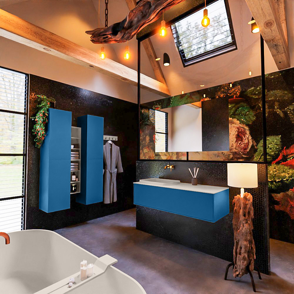 MONDIAZ ERIN 120cm mueble de baño color Jeans 1 cajón. Lavabo RIDGE Izquierda sin orificio color Linen. 2 MONDIAZ ERIN 120cm mueble de baño color Jeans 1 cajón. Lavabo RIDGE Izquierda sin orificio color Linen. - Imagen 2