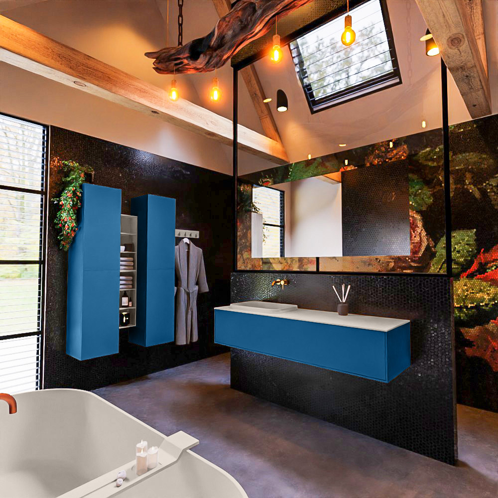 MONDIAZ ERIN 150cm mueble de baño color Jeans 1 cajón. Lavabo RIDGE Izquierda sin orificio color Linen. 2 MONDIAZ ERIN 150cm mueble de baño color Jeans 1 cajón. Lavabo RIDGE Izquierda sin orificio color Linen. - Imagen 2