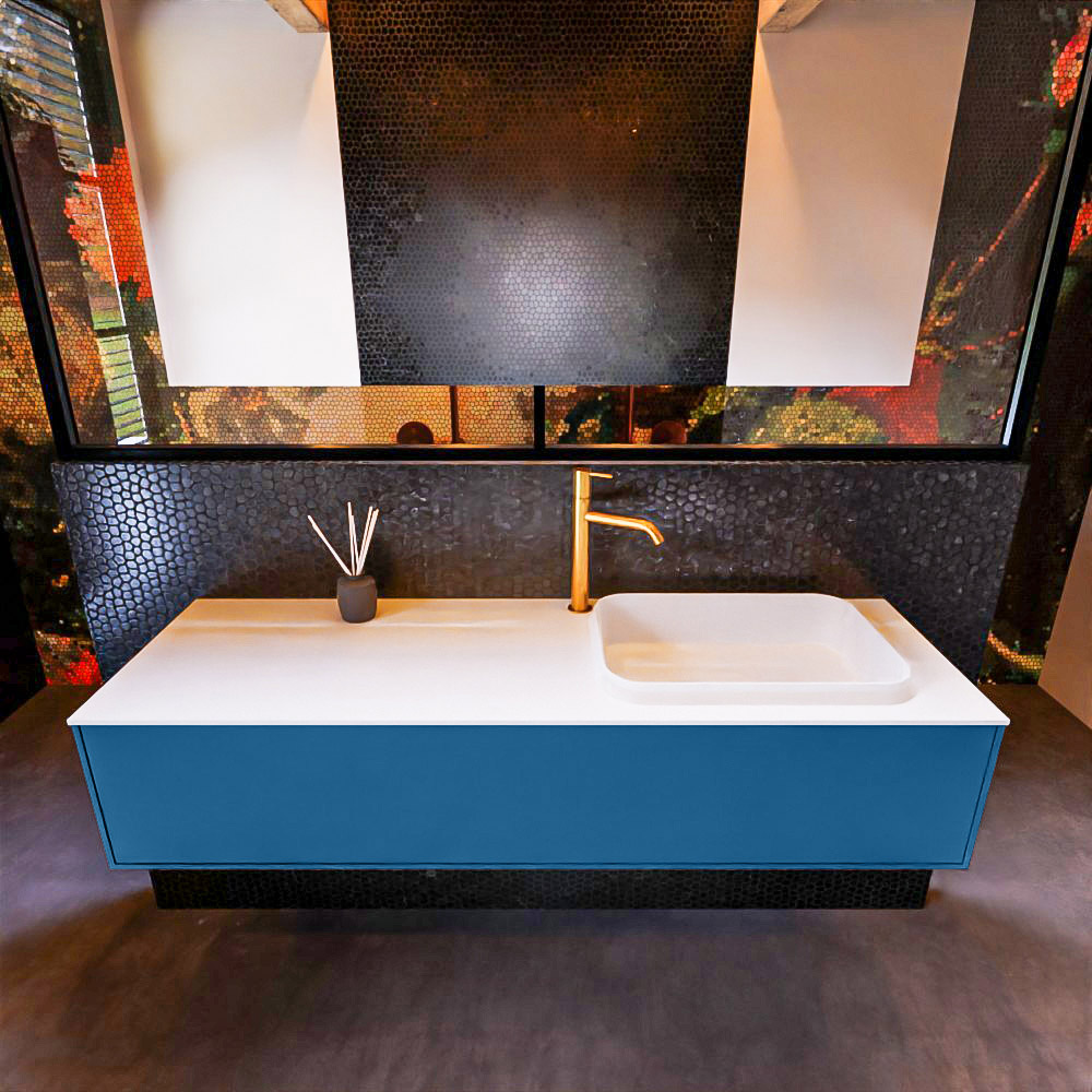 MONDIAZ ERIN 150cm mueble de baño color Jeans 1 cajón. Lavabo RIDGE Derecho 1 orificio color Talc. 3 MONDIAZ ERIN 150cm mueble de baño color Jeans 1 cajón. Lavabo RIDGE Derecho 1 orificio color Talc. - Imagen 3
