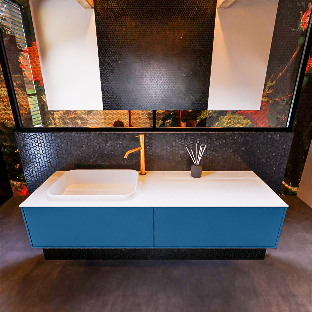 MONDIAZ ERIN 150cm mueble de baño color Jeans 2 cajones. Lavabo RIDGE Izquierda 1 orificio color Talc. 3 MONDIAZ ERIN 150cm mueble de baño color Jeans 2 cajones. Lavabo RIDGE Izquierda 1 orificio color Talc. - Imagen 3