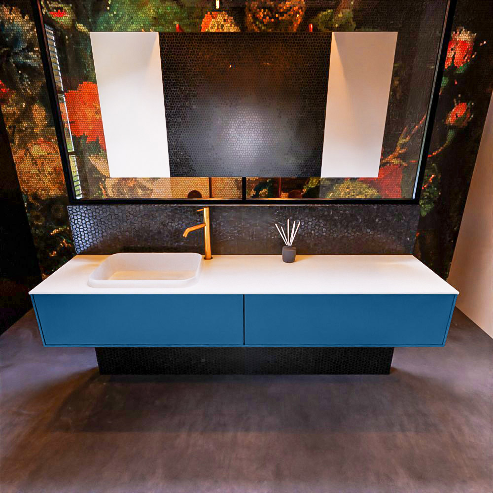 MONDIAZ ERIN 200cm mueble de baño color Jeans 2 cajones. Lavabo RIDGE Izquierda 1 orificio color Talc. 3 MONDIAZ ERIN 200cm mueble de baño color Jeans 2 cajones. Lavabo RIDGE Izquierda 1 orificio color Talc. - Imagen 3