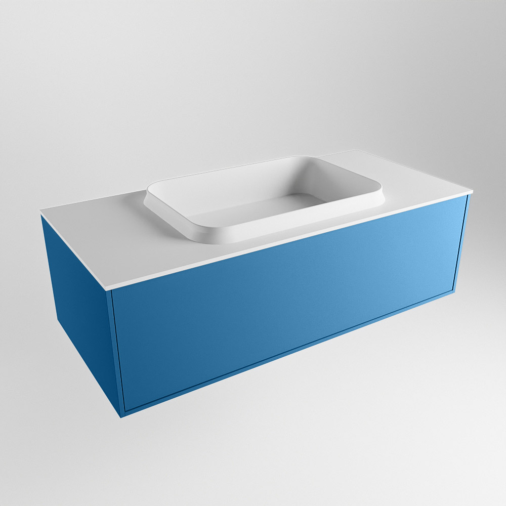 MONDIAZ ERIN 100cm mueble de baño color Jeans 1 cajón. Lavabo RIDGE Centro sin orificio color Talc. 4 MONDIAZ ERIN 100cm mueble de baño color Jeans 1 cajón. Lavabo RIDGE Centro sin orificio color Talc. - Imagen 4