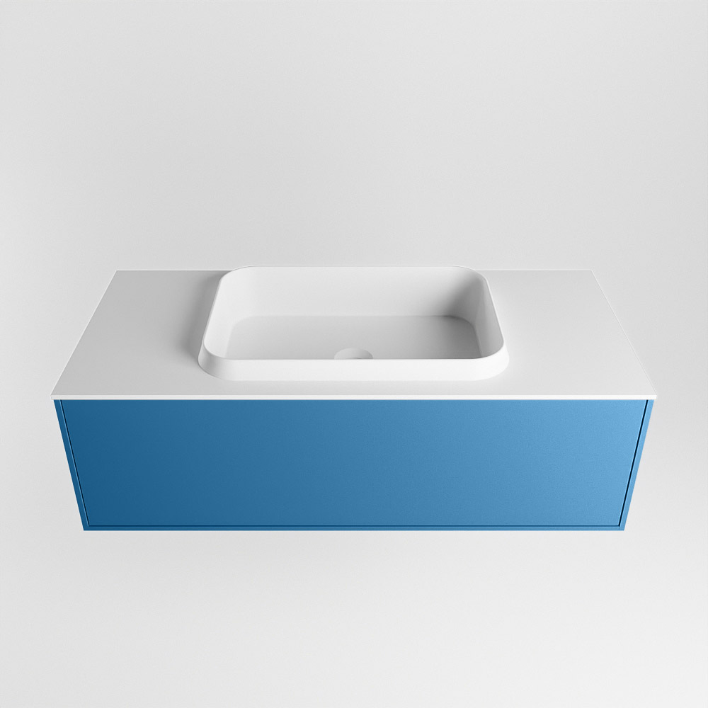 MONDIAZ ERIN 100cm mueble de baño color Jeans 1 cajón. Lavabo RIDGE Centro sin orificio color Talc. 5 MONDIAZ ERIN 100cm mueble de baño color Jeans 1 cajón. Lavabo RIDGE Centro sin orificio color Talc. - Imagen 5