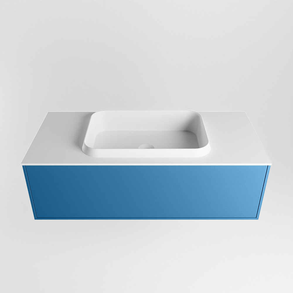 MONDIAZ ERIN 100cm mueble de baño color Jeans 1 cajón. Lavabo RIDGE Centro 1 orificio color Talc. 5 MONDIAZ ERIN 100cm mueble de baño color Jeans 1 cajón. Lavabo RIDGE Centro 1 orificio color Talc. - Imagen 5