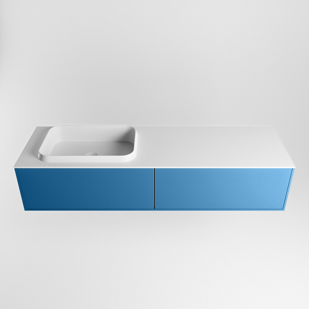MONDIAZ ERIN 150cm mueble de baño color Jeans 2 cajones. Lavabo RIDGE Izquierda 1 orificio color Talc. 5 MONDIAZ ERIN 150cm mueble de baño color Jeans 2 cajones. Lavabo RIDGE Izquierda 1 orificio color Talc. - Imagen 5