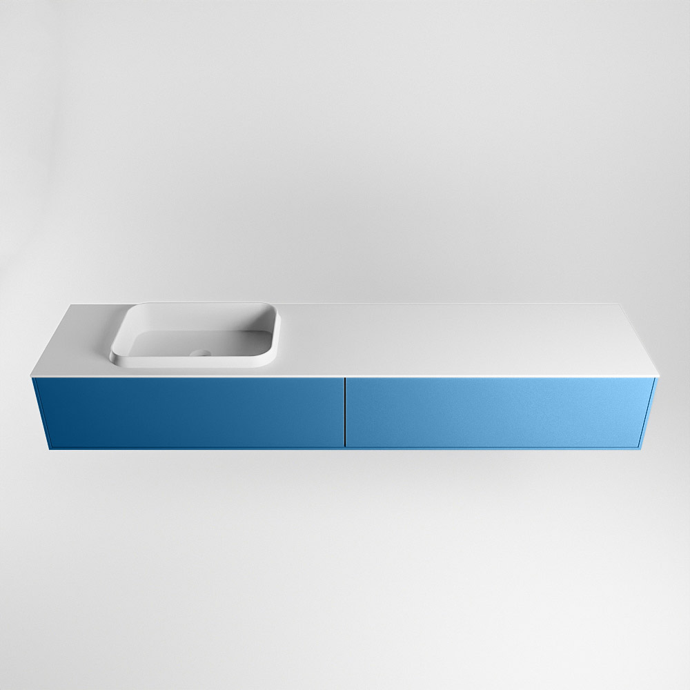 MONDIAZ ERIN 200cm mueble de baño color Jeans 2 cajones. Lavabo RIDGE Izquierda 1 orificio color Talc. 5 MONDIAZ ERIN 200cm mueble de baño color Jeans 2 cajones. Lavabo RIDGE Izquierda 1 orificio color Talc. - Imagen 5