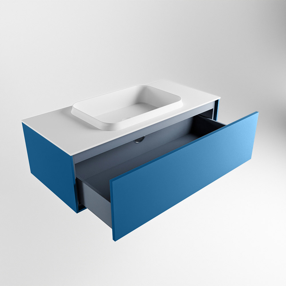 MONDIAZ ERIN 100cm mueble de baño color Jeans 1 cajón. Lavabo RIDGE Centro sin orificio color Talc. 6 MONDIAZ ERIN 100cm mueble de baño color Jeans 1 cajón. Lavabo RIDGE Centro sin orificio color Talc. - Imagen 6