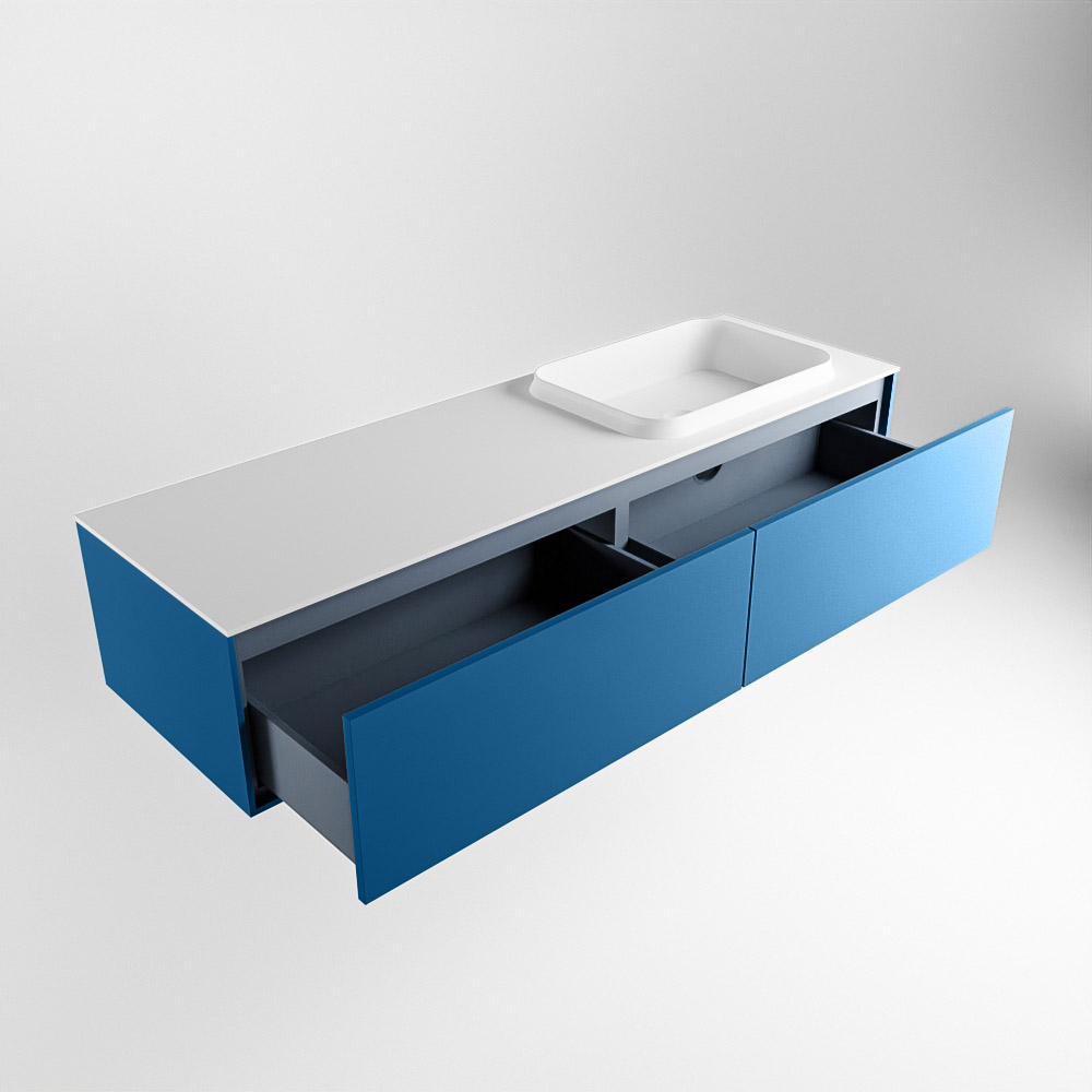 MONDIAZ ERIN 150cm mueble de baño color Jeans 2 cajones. Lavabo RIDGE Derecho sin orificio color Talc. 6 MONDIAZ ERIN 150cm mueble de baño color Jeans 2 cajones. Lavabo RIDGE Derecho sin orificio color Talc. - Imagen 6