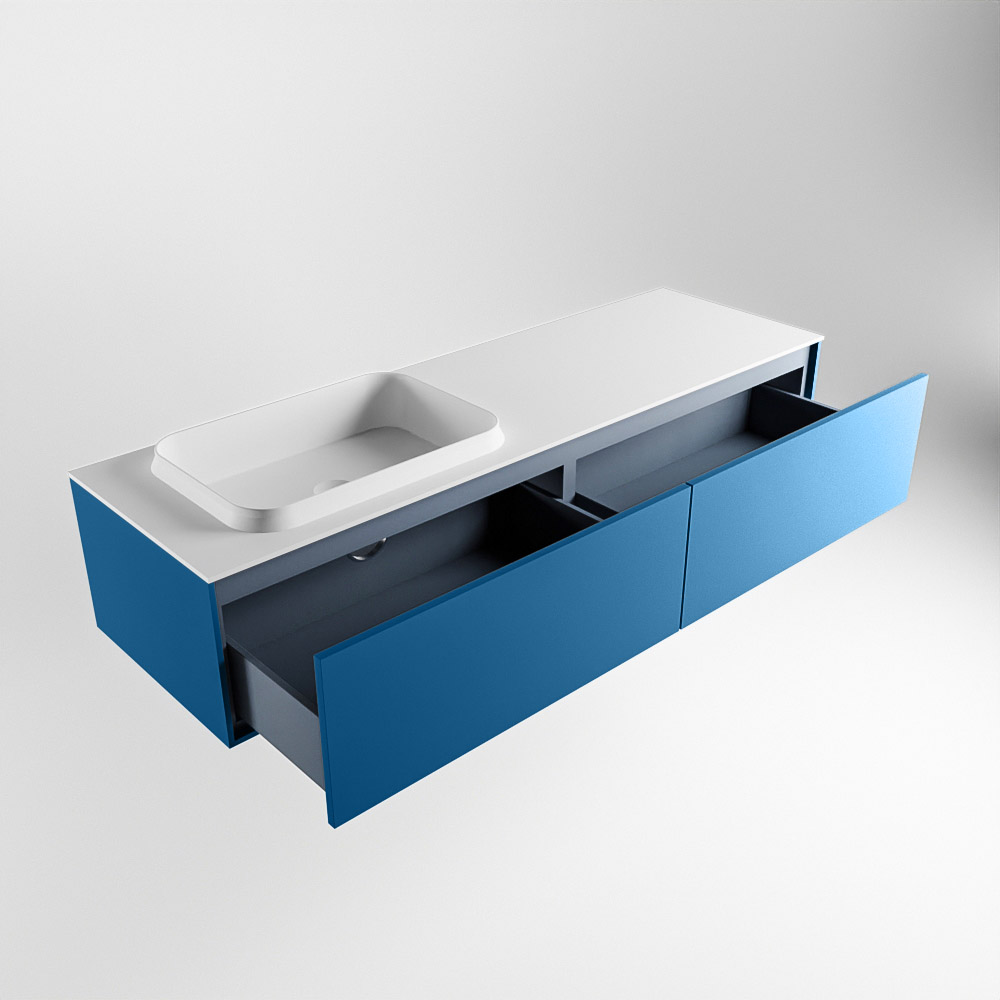 MONDIAZ ERIN 150cm mueble de baño color Jeans 2 cajones. Lavabo RIDGE Izquierda 1 orificio color Talc. 6 MONDIAZ ERIN 150cm mueble de baño color Jeans 2 cajones. Lavabo RIDGE Izquierda 1 orificio color Talc. - Imagen 6