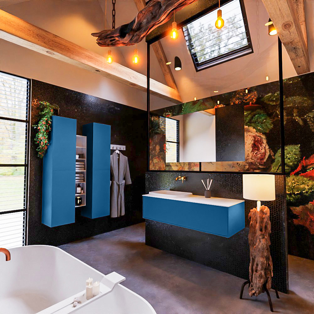 MONDIAZ ERIN 120cm mueble de baño color Jeans 1 cajón. Lavabo RIDGE Izquierda sin orificio color Talc. 2 MONDIAZ ERIN 120cm mueble de baño color Jeans 1 cajón. Lavabo RIDGE Izquierda sin orificio color Talc. - Imagen 2
