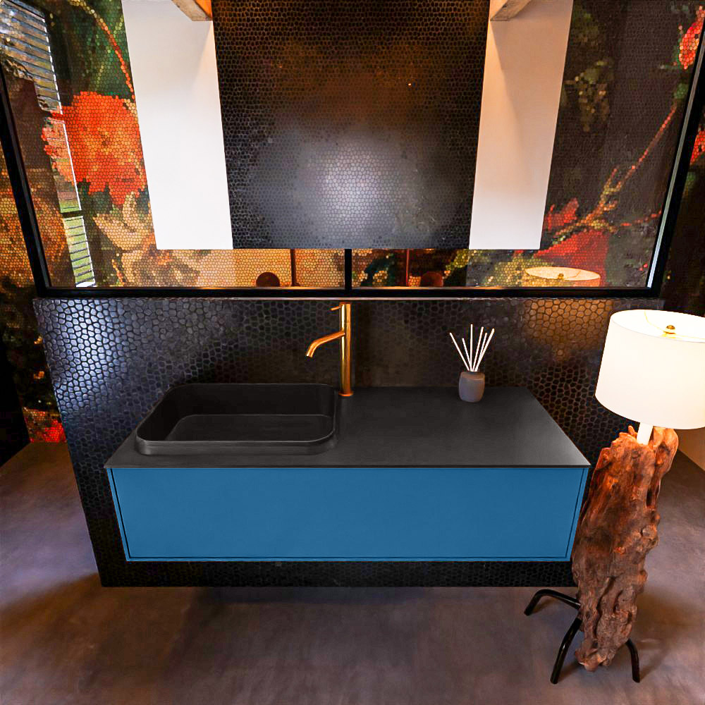 MONDIAZ ERIN 120cm mueble de baño color Jeans 1 cajón. Lavabo RIDGE Izquierda 1 orificio color Urban. 3 MONDIAZ ERIN 120cm mueble de baño color Jeans 1 cajón. Lavabo RIDGE Izquierda 1 orificio color Urban. - Imagen 3