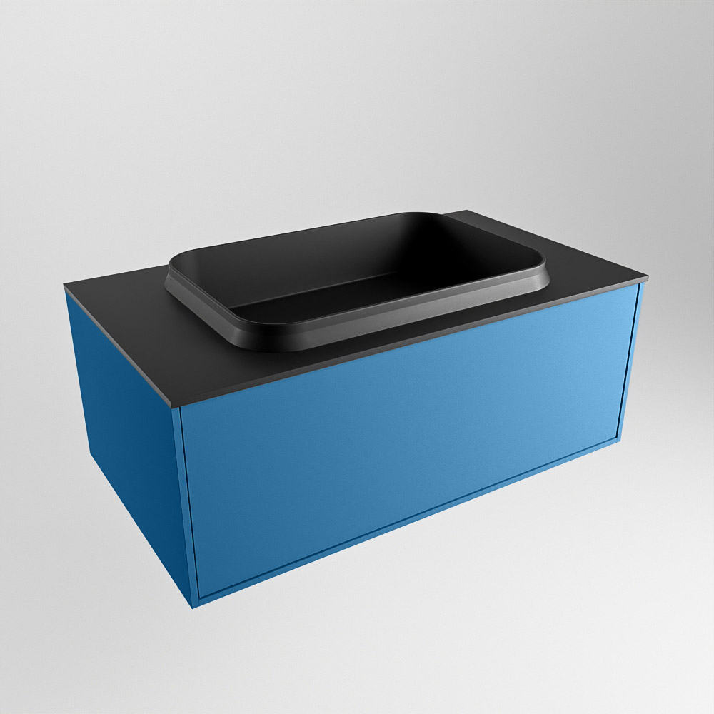 MONDIAZ ERIN 80cm mueble de baño color Jeans 1 cajón. Lavabo RIDGE Centro sin orificio color Urban. 4 MONDIAZ ERIN 80cm mueble de baño color Jeans 1 cajón. Lavabo RIDGE Centro sin orificio color Urban. - Imagen 4