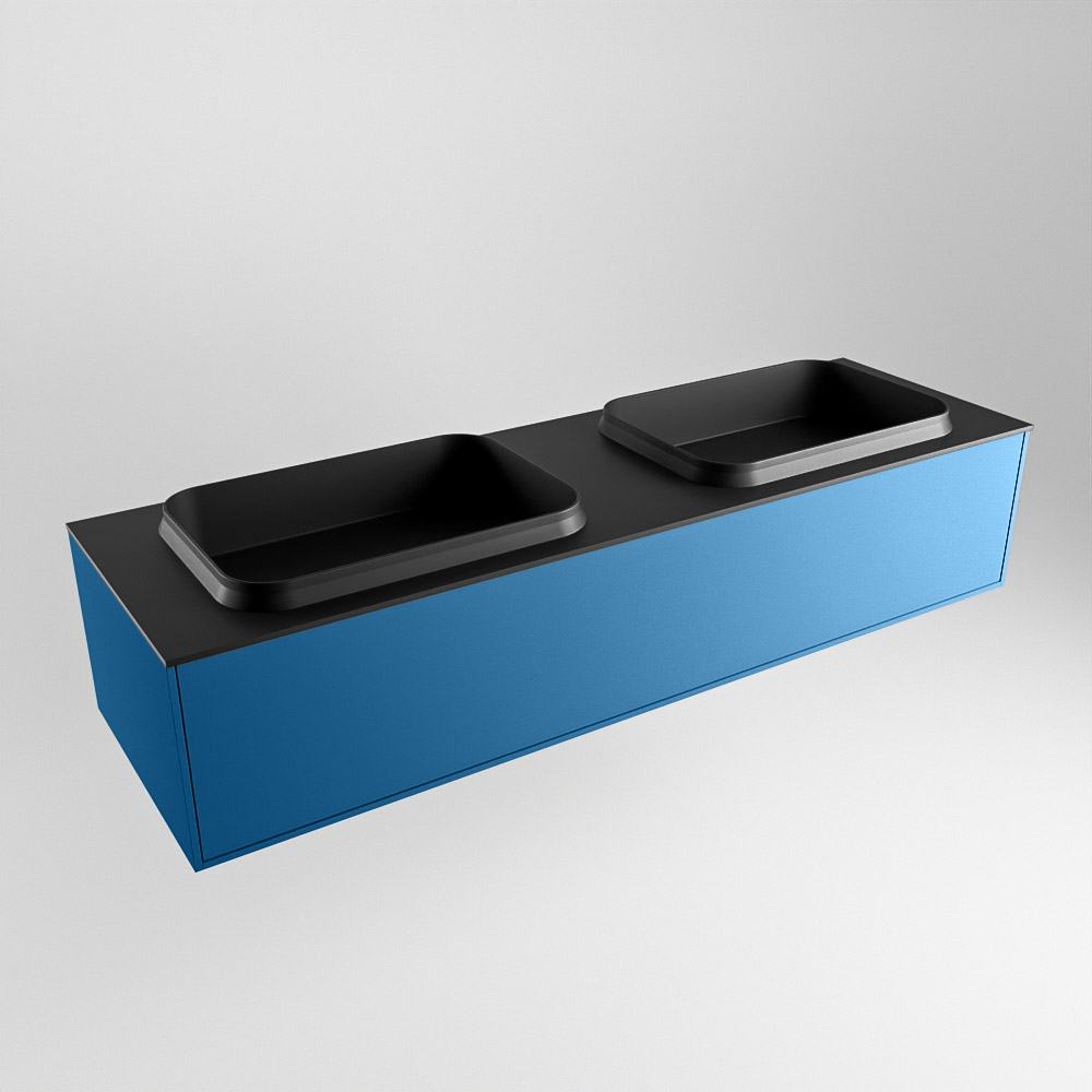 MONDIAZ ERIN 150cm mueble de baño color Jeans 1 cajón. Lavabo RIDGE Doble 2 orificios color Urban. 4 MONDIAZ ERIN 150cm mueble de baño color Jeans 1 cajón. Lavabo RIDGE Doble 2 orificios color Urban. - Imagen 4