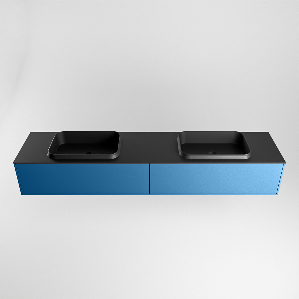 MONDIAZ ERIN 200cm mueble de baño color Jeans 2 cajones. Lavabo RIDGE Doble sin orificio color Urban. 5 MONDIAZ ERIN 200cm mueble de baño color Jeans 2 cajones. Lavabo RIDGE Doble sin orificio color Urban. - Imagen 5
