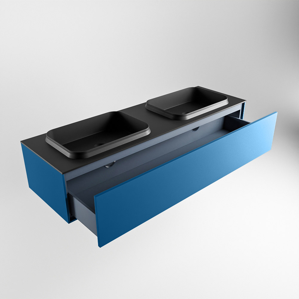 MONDIAZ ERIN 150cm mueble de baño color Jeans 1 cajón. Lavabo RIDGE Doble sin orificio color Urban. 6 MONDIAZ ERIN 150cm mueble de baño color Jeans 1 cajón. Lavabo RIDGE Doble sin orificio color Urban. - Imagen 6