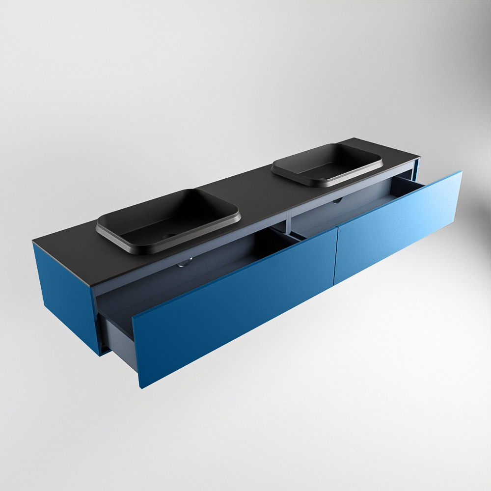 MONDIAZ ERIN 200cm mueble de baño color Jeans 2 cajones. Lavabo RIDGE Doble sin orificio color Urban. 6 MONDIAZ ERIN 200cm mueble de baño color Jeans 2 cajones. Lavabo RIDGE Doble sin orificio color Urban. - Imagen 6