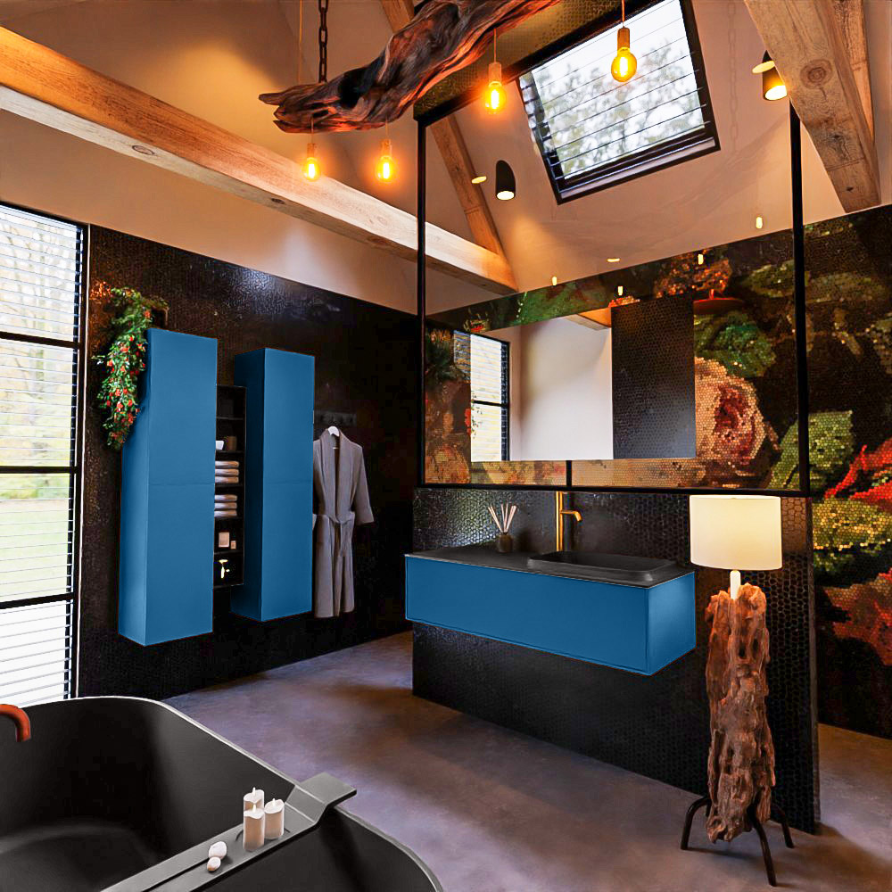 MONDIAZ ERIN 120cm mueble de baño color Jeans 1 cajón. Lavabo RIDGE Derecho 1 orificio color Urban. 2 MONDIAZ ERIN 120cm mueble de baño color Jeans 1 cajón. Lavabo RIDGE Derecho 1 orificio color Urban. - Imagen 2