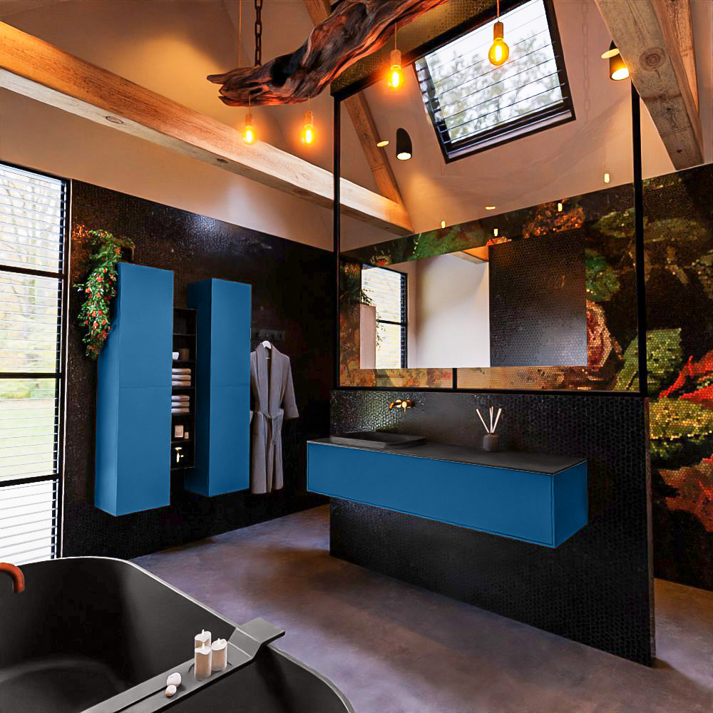 MONDIAZ ERIN 150cm mueble de baño color Jeans 1 cajón. Lavabo RIDGE Izquierda sin orificio color Urban. 2 MONDIAZ ERIN 150cm mueble de baño color Jeans 1 cajón. Lavabo RIDGE Izquierda sin orificio color Urban. - Imagen 2