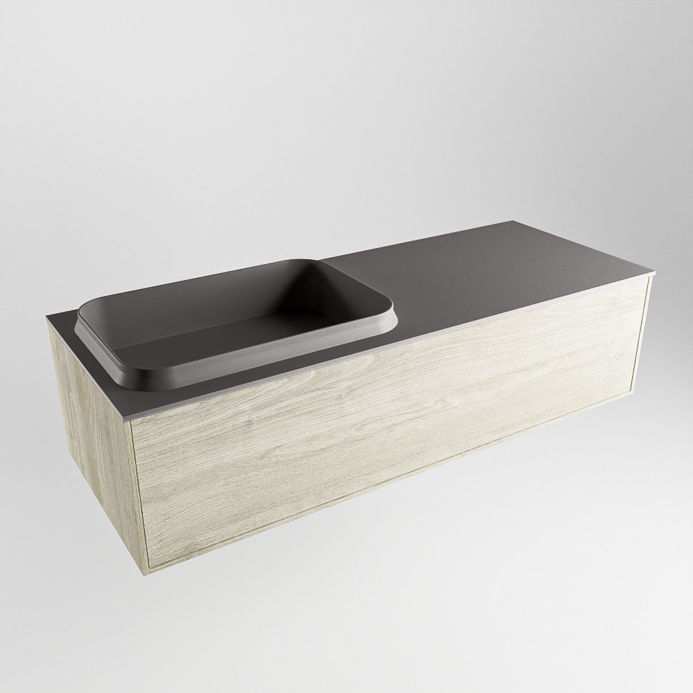 MONDIAZ ERIN 120cm mueble de baño color Light Brown Grey 1 cajón. Lavabo RIDGE Izquierda sin orificio color Dark Grey. 4 MONDIAZ ERIN 120cm mueble de baño color Light Brown Grey 1 cajón. Lavabo RIDGE Izquierda sin orificio color Dark Grey. - Imagen 4