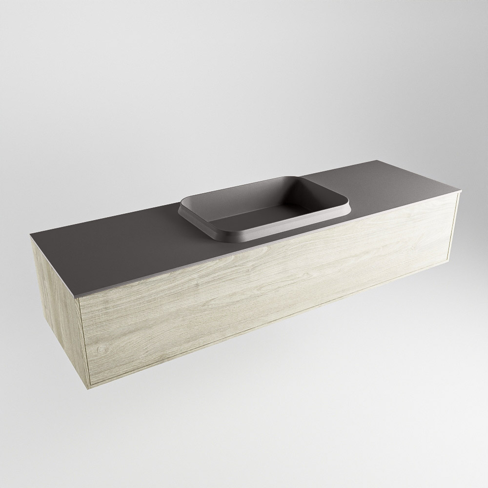 MONDIAZ ERIN 150cm mueble de baño color Light Brown Grey 1 cajón. Lavabo RIDGE Centro 1 orificio color Dark Grey. 4 MONDIAZ ERIN 150cm mueble de baño color Light Brown Grey 1 cajón. Lavabo RIDGE Centro 1 orificio color Dark Grey. - Imagen 4