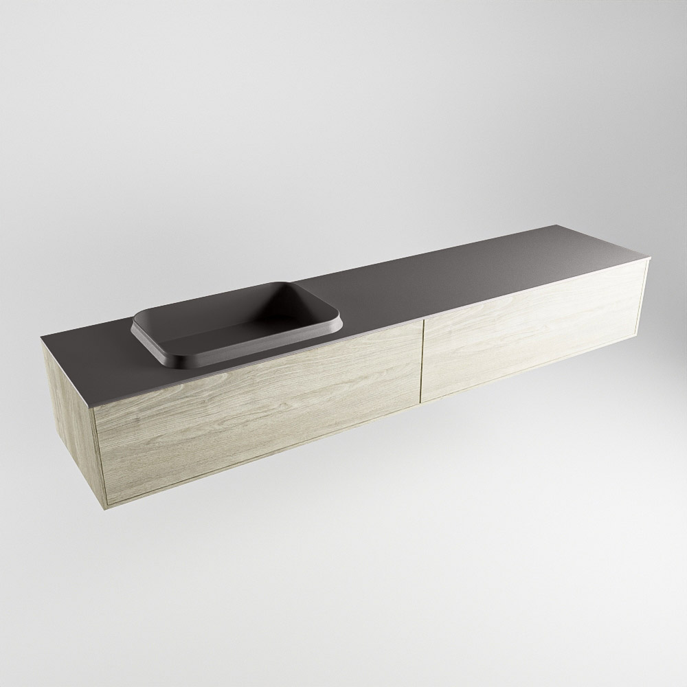 MONDIAZ ERIN 200cm mueble de baño color Light Brown Grey 2 cajones. Lavabo RIDGE Izquierda 1 orificio color Dark Grey. 4 MONDIAZ ERIN 200cm mueble de baño color Light Brown Grey 2 cajones. Lavabo RIDGE Izquierda 1 orificio color Dark Grey. - Imagen 4