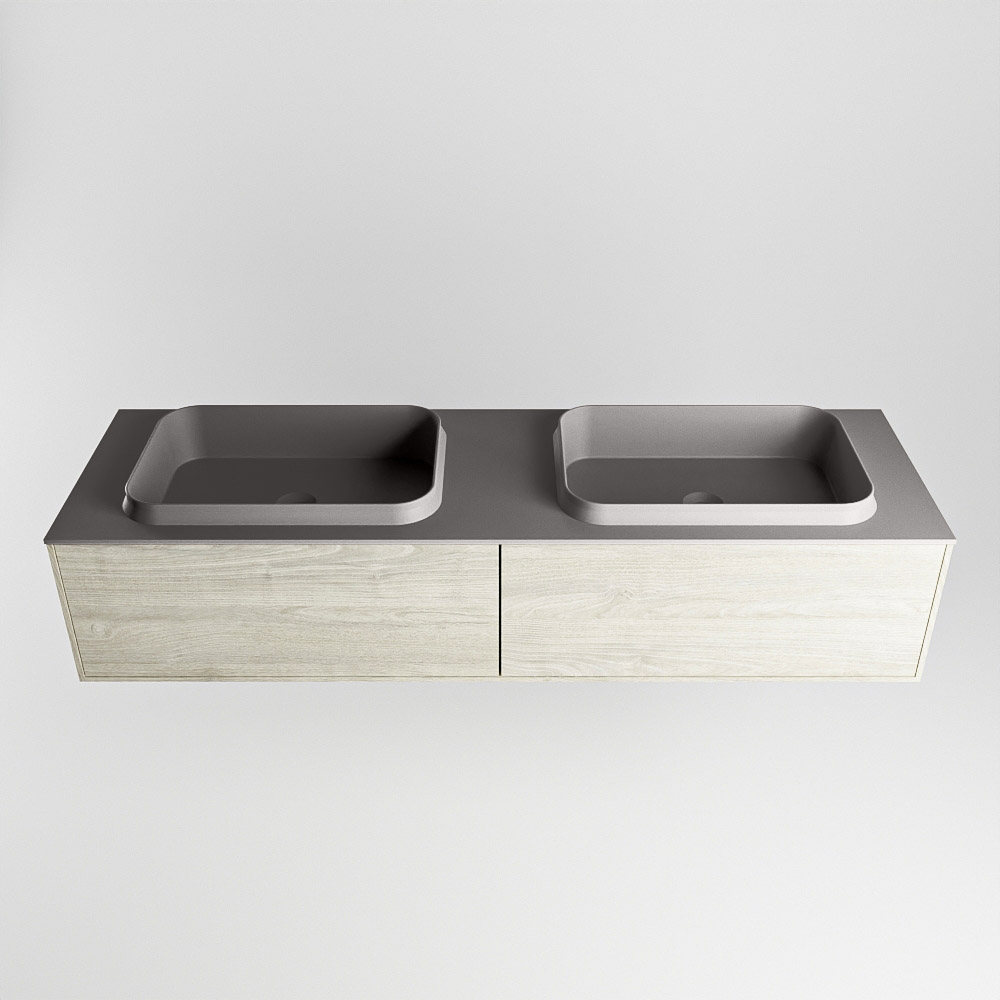 MONDIAZ ERIN 150cm mueble de baño color Light Brown Grey 2 cajones. Lavabo RIDGE Doble 2 orificios color Dark Grey. 5 MONDIAZ ERIN 150cm mueble de baño color Light Brown Grey 2 cajones. Lavabo RIDGE Doble 2 orificios color Dark Grey. - Imagen 5