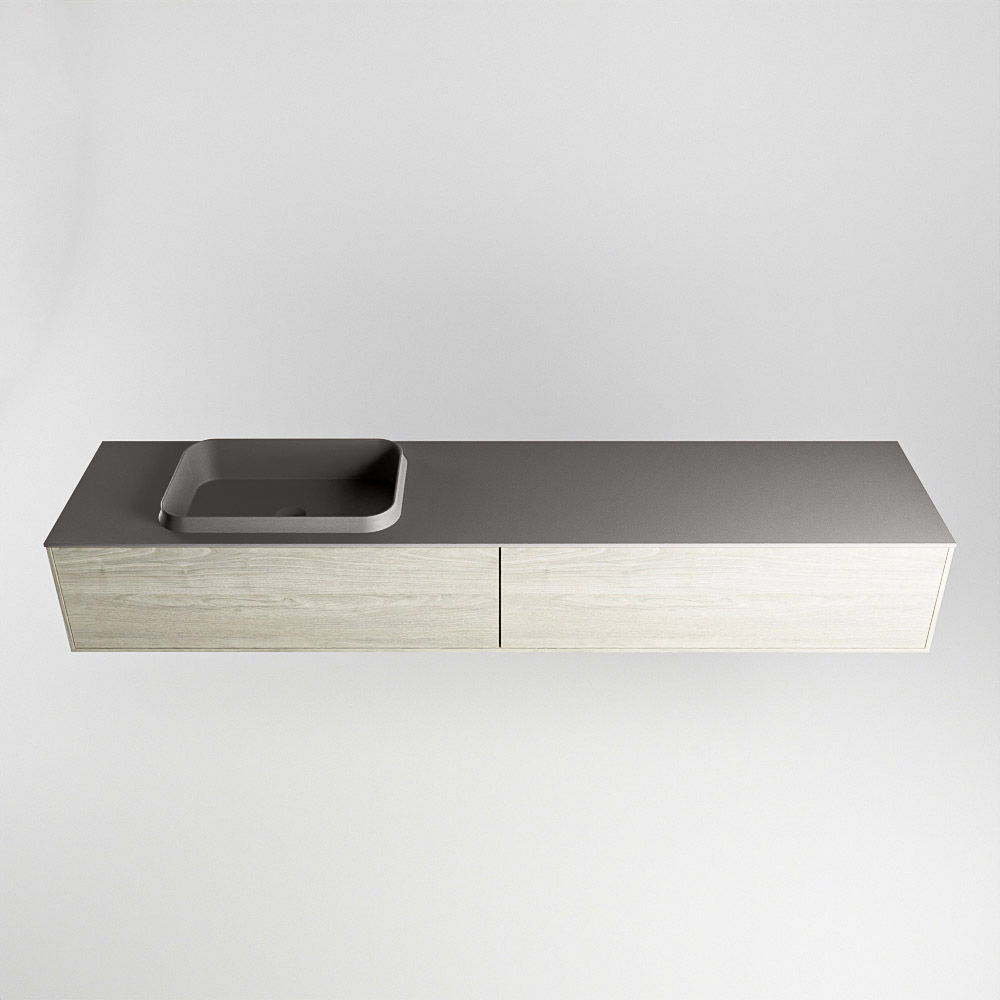 MONDIAZ ERIN 200cm mueble de baño color Light Brown Grey 2 cajones. Lavabo RIDGE Izquierda 1 orificio color Dark Grey. 5 MONDIAZ ERIN 200cm mueble de baño color Light Brown Grey 2 cajones. Lavabo RIDGE Izquierda 1 orificio color Dark Grey. - Imagen 5