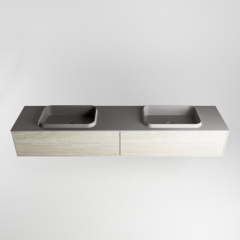 MONDIAZ ERIN 200cm mueble de baño color Light Brown Grey 2 cajones. Lavabo RIDGE Doble 2 orificios color Dark Grey. 5 MONDIAZ ERIN 200cm mueble de baño color Light Brown Grey 2 cajones. Lavabo RIDGE Doble 2 orificios color Dark Grey. - Imagen 5