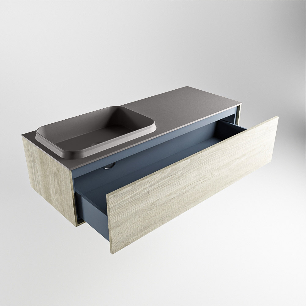 MONDIAZ ERIN 120cm mueble de baño color Light Brown Grey 1 cajón. Lavabo RIDGE Izquierda sin orificio color Dark Grey. 6 MONDIAZ ERIN 120cm mueble de baño color Light Brown Grey 1 cajón. Lavabo RIDGE Izquierda sin orificio color Dark Grey. - Imagen 6