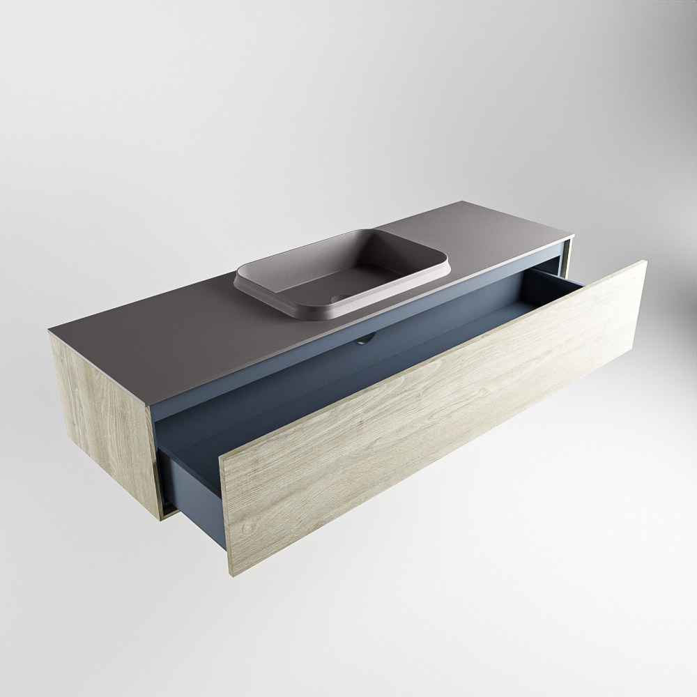 MONDIAZ ERIN 150cm mueble de baño color Light Brown Grey 1 cajón. Lavabo RIDGE Centro 1 orificio color Dark Grey. 6 MONDIAZ ERIN 150cm mueble de baño color Light Brown Grey 1 cajón. Lavabo RIDGE Centro 1 orificio color Dark Grey. - Imagen 6
