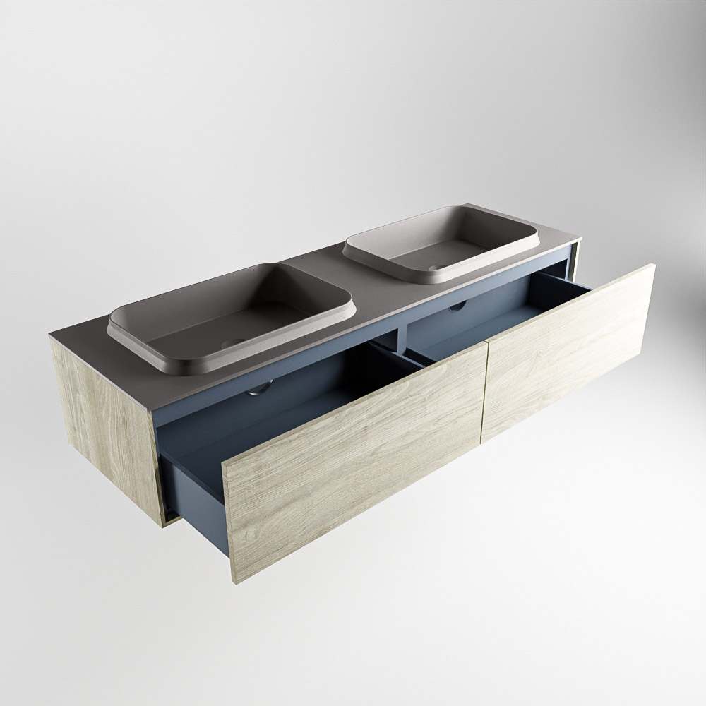 MONDIAZ ERIN 150cm mueble de baño color Light Brown Grey 2 cajones. Lavabo RIDGE Doble sin orificio color Dark Grey. 6 MONDIAZ ERIN 150cm mueble de baño color Light Brown Grey 2 cajones. Lavabo RIDGE Doble sin orificio color Dark Grey. - Imagen 6