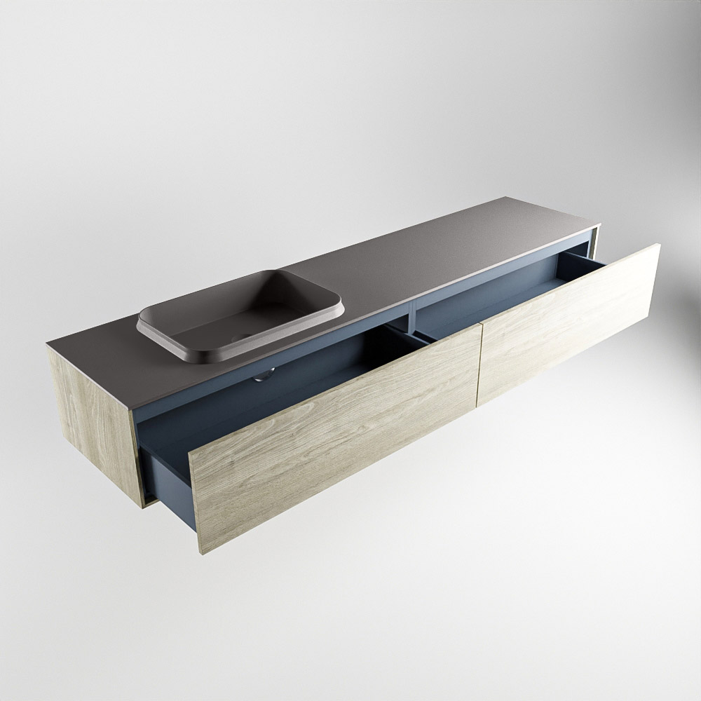 MONDIAZ ERIN 200cm mueble de baño color Light Brown Grey 2 cajones. Lavabo RIDGE Izquierda 1 orificio color Dark Grey. 6 MONDIAZ ERIN 200cm mueble de baño color Light Brown Grey 2 cajones. Lavabo RIDGE Izquierda 1 orificio color Dark Grey. - Imagen 6