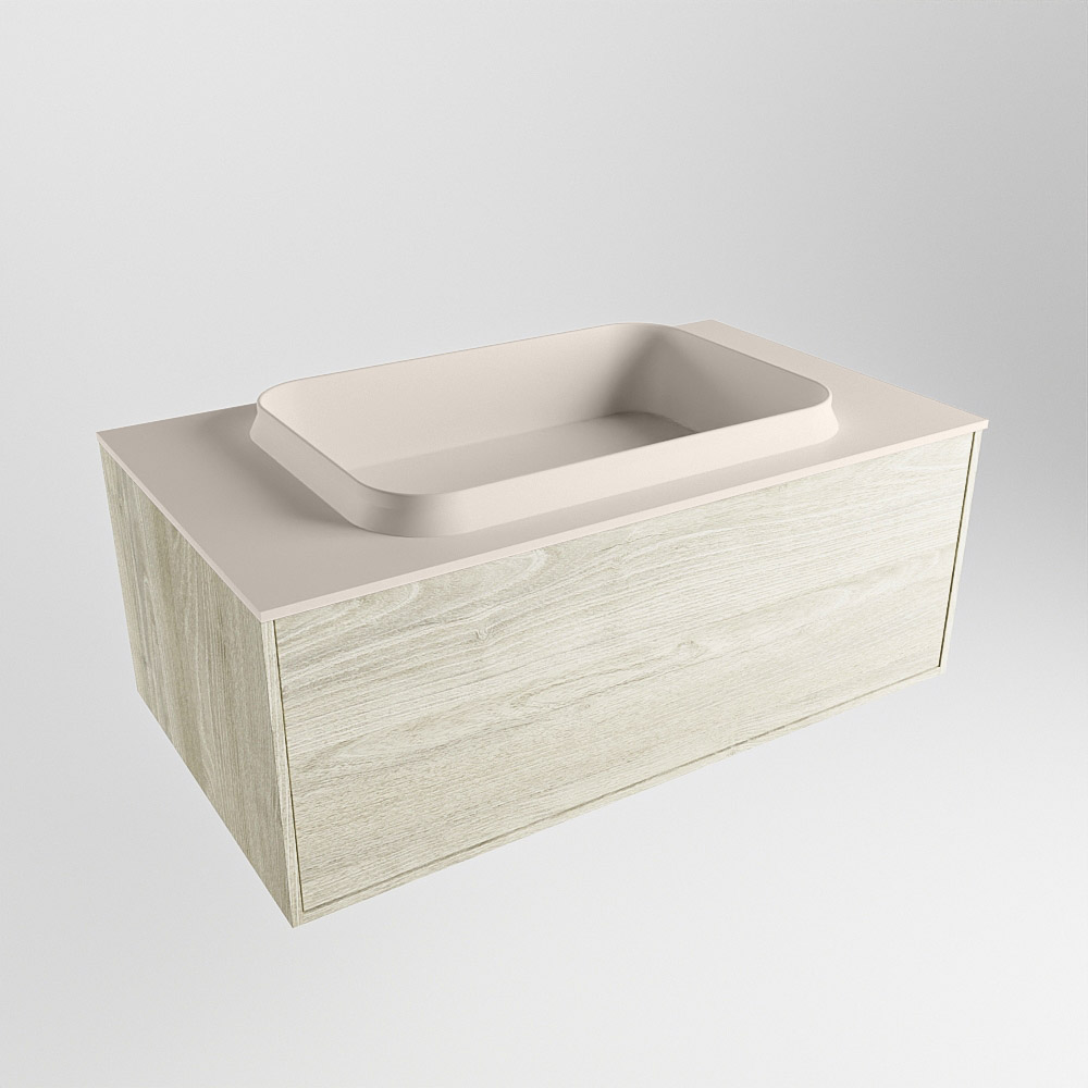 MONDIAZ ERIN 80cm mueble de baño color Light Brown Grey 1 cajón. Lavabo RIDGE Centro 1 orificio color Linen. 4 MONDIAZ ERIN 80cm mueble de baño color Light Brown Grey 1 cajón. Lavabo RIDGE Centro 1 orificio color Linen. - Imagen 4