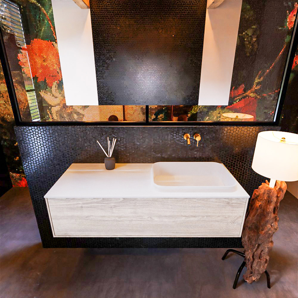MONDIAZ ERIN 120cm mueble de baño color Light Brown Grey 1 cajón. Lavabo RIDGE Derecho sin orificio color Talc. 3 MONDIAZ ERIN 120cm mueble de baño color Light Brown Grey 1 cajón. Lavabo RIDGE Derecho sin orificio color Talc. - Imagen 3