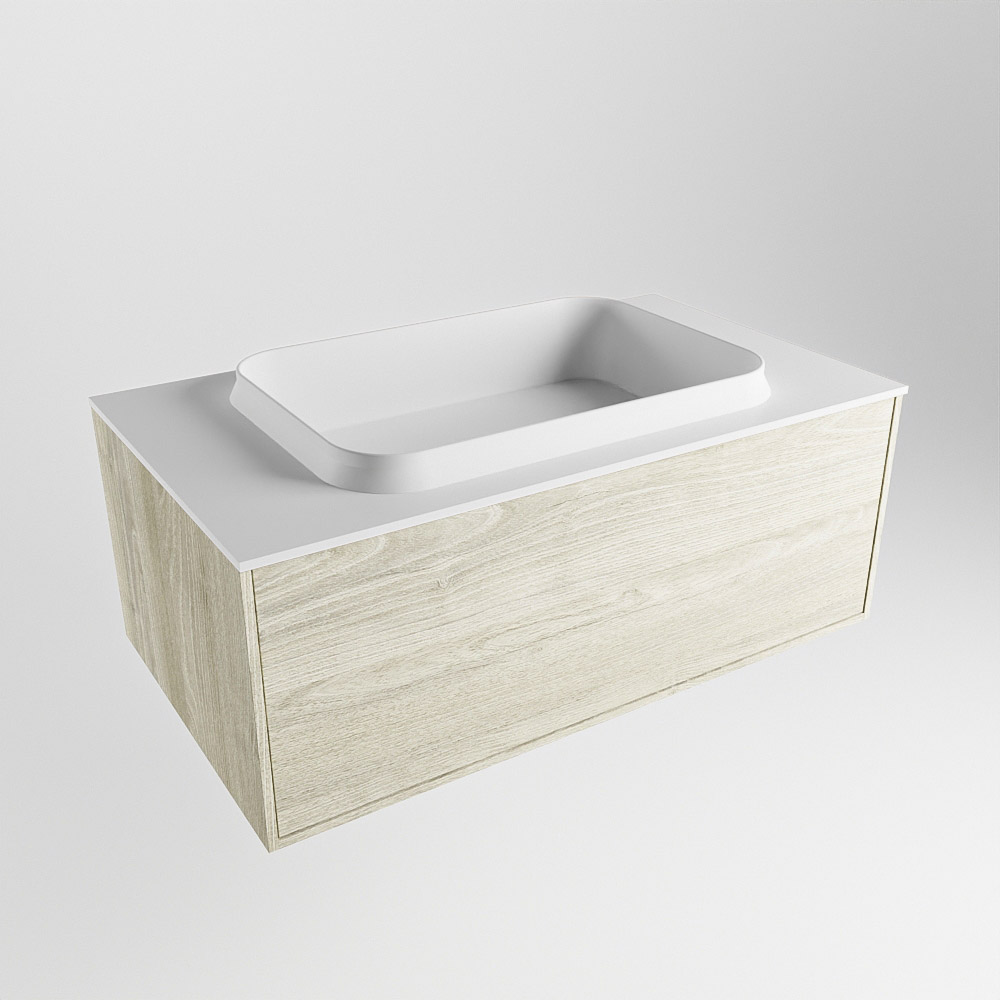 MONDIAZ ERIN 80cm mueble de baño color Light Brown Grey 1 cajón. Lavabo RIDGE Centro sin orificio color Talc. 4 MONDIAZ ERIN 80cm mueble de baño color Light Brown Grey 1 cajón. Lavabo RIDGE Centro sin orificio color Talc. - Imagen 4