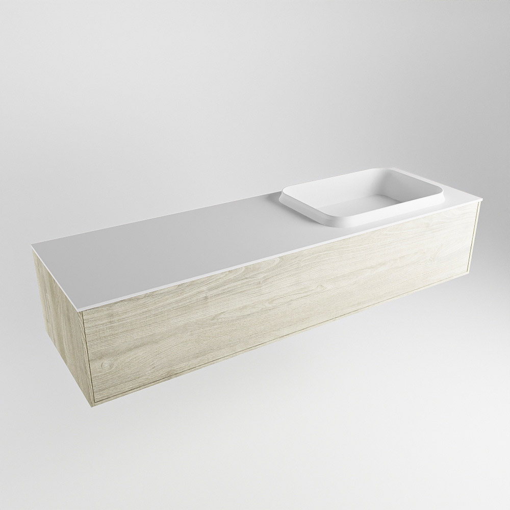 MONDIAZ ERIN 150cm mueble de baño color Light Brown Grey 1 cajón. Lavabo RIDGE Derecho 1 orificio color Talc. 4 MONDIAZ ERIN 150cm mueble de baño color Light Brown Grey 1 cajón. Lavabo RIDGE Derecho 1 orificio color Talc. - Imagen 4