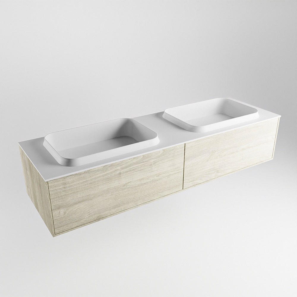 MONDIAZ ERIN 150cm mueble de baño color Light Brown Grey 2 cajones. Lavabo RIDGE Doble sin orificio color Talc. 4 MONDIAZ ERIN 150cm mueble de baño color Light Brown Grey 2 cajones. Lavabo RIDGE Doble sin orificio color Talc. - Imagen 4