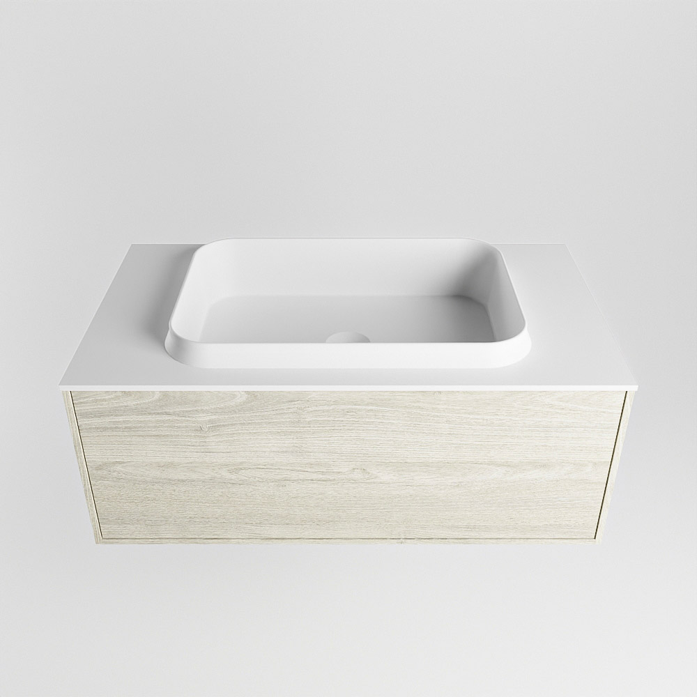 MONDIAZ ERIN 80cm mueble de baño color Light Brown Grey 1 cajón. Lavabo RIDGE Centro sin orificio color Talc. 5 MONDIAZ ERIN 80cm mueble de baño color Light Brown Grey 1 cajón. Lavabo RIDGE Centro sin orificio color Talc. - Imagen 5