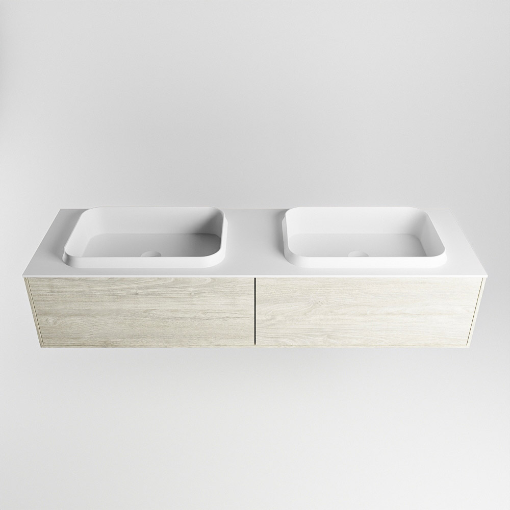 MONDIAZ ERIN 150cm mueble de baño color Light Brown Grey 2 cajones. Lavabo RIDGE Doble sin orificio color Talc. 5 MONDIAZ ERIN 150cm mueble de baño color Light Brown Grey 2 cajones. Lavabo RIDGE Doble sin orificio color Talc. - Imagen 5