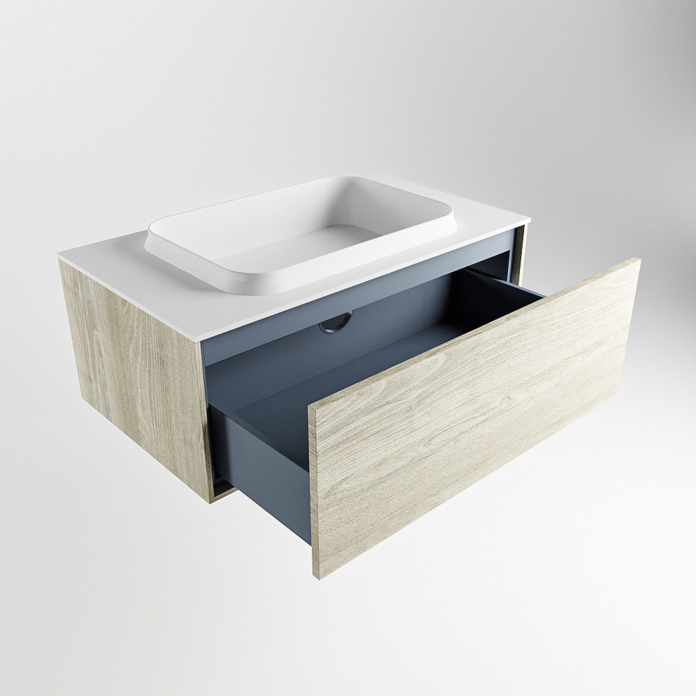 MONDIAZ ERIN 80cm mueble de baño color Light Brown Grey 1 cajón. Lavabo RIDGE Centro sin orificio color Talc. 6 MONDIAZ ERIN 80cm mueble de baño color Light Brown Grey 1 cajón. Lavabo RIDGE Centro sin orificio color Talc. - Imagen 6