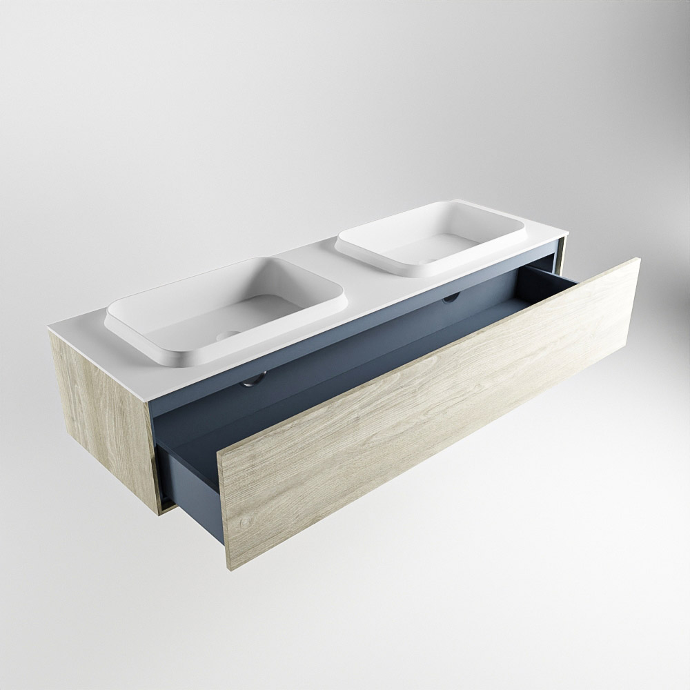 MONDIAZ ERIN 150cm mueble de baño color Light Brown Grey 1 cajón. Lavabo RIDGE Doble 2 orificios color Talc. 6 MONDIAZ ERIN 150cm mueble de baño color Light Brown Grey 1 cajón. Lavabo RIDGE Doble 2 orificios color Talc. - Imagen 6