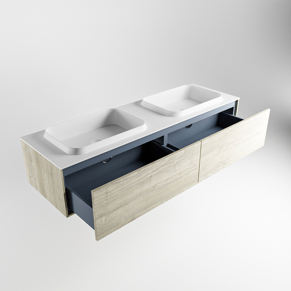 MONDIAZ ERIN 150cm mueble de baño color Light Brown Grey 2 cajones. Lavabo RIDGE Doble sin orificio color Talc. 6 MONDIAZ ERIN 150cm mueble de baño color Light Brown Grey 2 cajones. Lavabo RIDGE Doble sin orificio color Talc. - Imagen 6