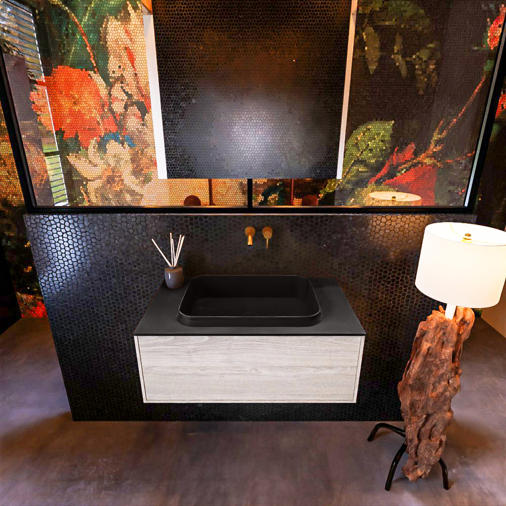 MONDIAZ ERIN 80cm mueble de baño color Light Brown Grey 1 cajón. Lavabo RIDGE Centro sin orificio color Urban. 3 MONDIAZ ERIN 80cm mueble de baño color Light Brown Grey 1 cajón. Lavabo RIDGE Centro sin orificio color Urban. - Imagen 3