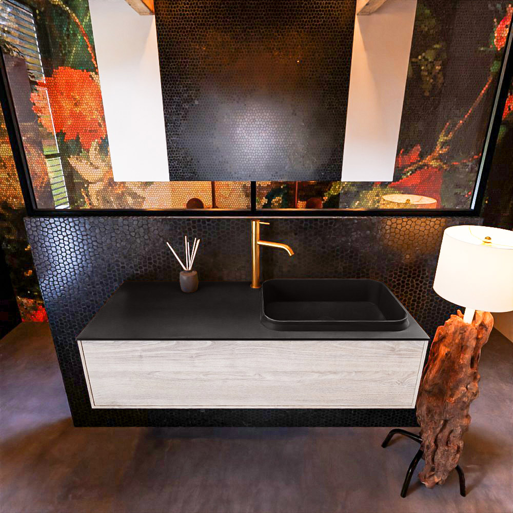 MONDIAZ ERIN 120cm mueble de baño color Light Brown Grey 1 cajón. Lavabo RIDGE Derecho 1 orificio color Urban. 3 MONDIAZ ERIN 120cm mueble de baño color Light Brown Grey 1 cajón. Lavabo RIDGE Derecho 1 orificio color Urban. - Imagen 3