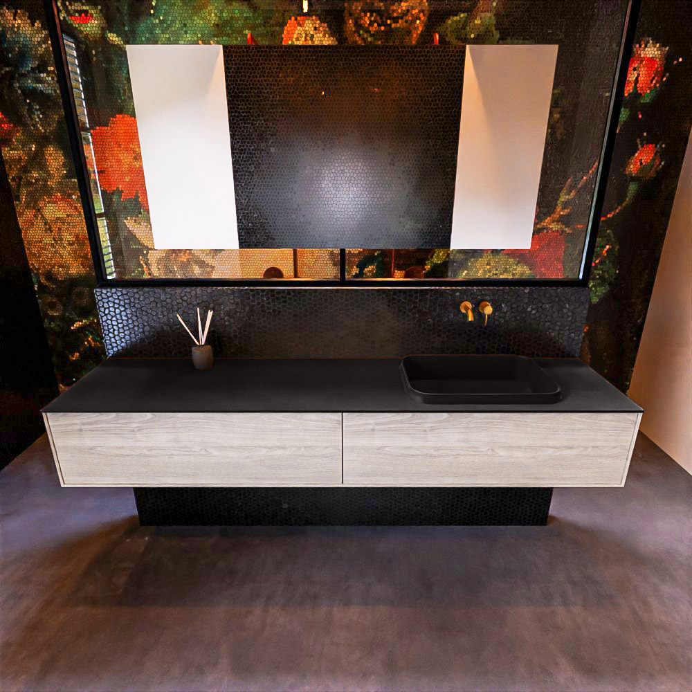 MONDIAZ ERIN 200cm mueble de baño color Light Brown Grey 2 cajones. Lavabo RIDGE Derecho sin orificio color Urban. 3 MONDIAZ ERIN 200cm mueble de baño color Light Brown Grey 2 cajones. Lavabo RIDGE Derecho sin orificio color Urban. - Imagen 3