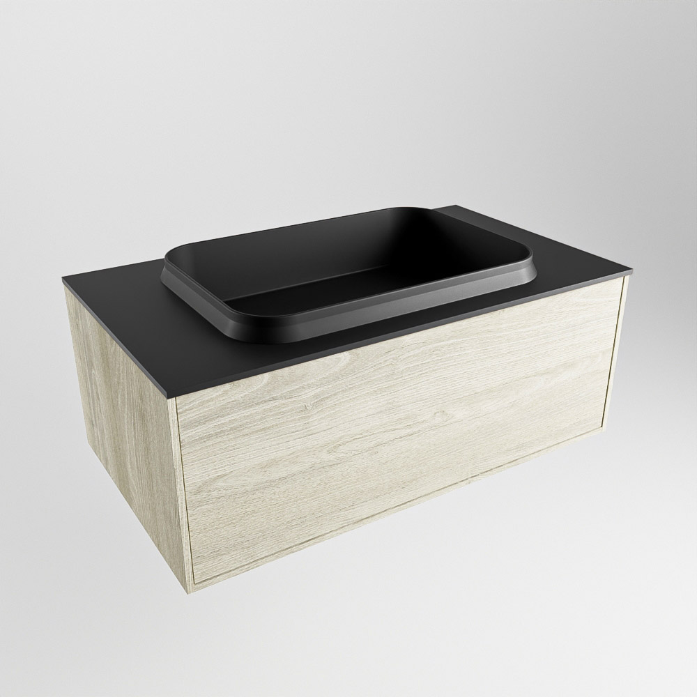MONDIAZ ERIN 80cm mueble de baño color Light Brown Grey 1 cajón. Lavabo RIDGE Centro 1 orificio color Urban. 4 MONDIAZ ERIN 80cm mueble de baño color Light Brown Grey 1 cajón. Lavabo RIDGE Centro 1 orificio color Urban. - Imagen 4