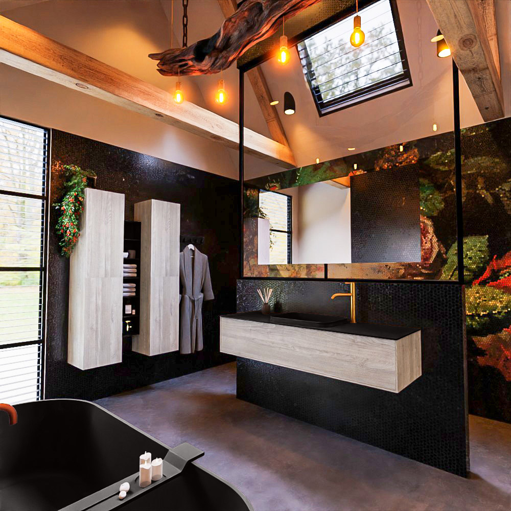 MONDIAZ ERIN 150cm mueble de baño color Light Brown Grey 1 cajón. Lavabo RIDGE Centro 1 orificio color Urban. 2 MONDIAZ ERIN 150cm mueble de baño color Light Brown Grey 1 cajón. Lavabo RIDGE Centro 1 orificio color Urban. - Imagen 2