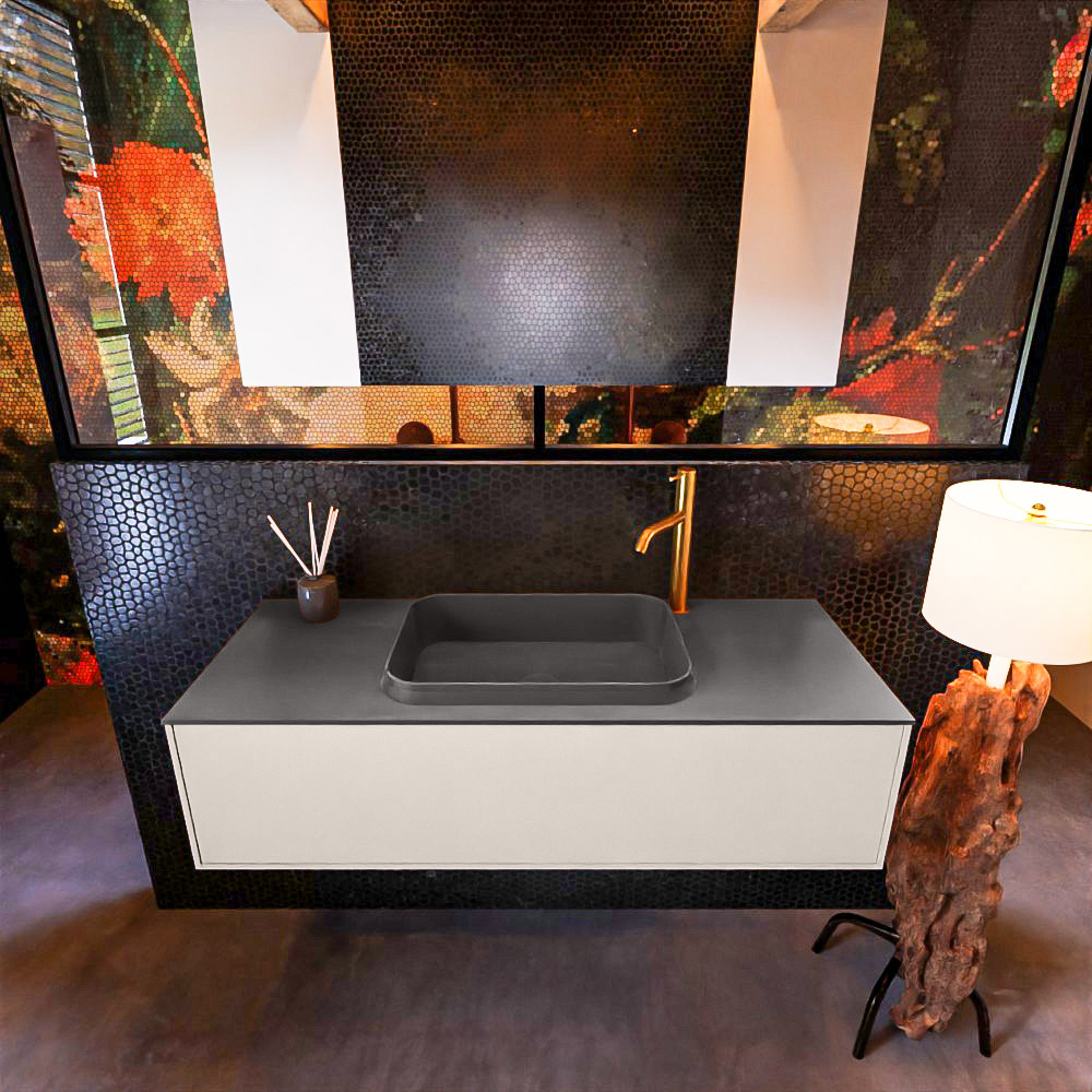 MONDIAZ ERIN 120cm mueble de baño color Linen 1 cajón. Lavabo RIDGE Centro 1 orificio color Dark Grey. 3 MONDIAZ ERIN 120cm mueble de baño color Linen 1 cajón. Lavabo RIDGE Centro 1 orificio color Dark Grey. - Imagen 3