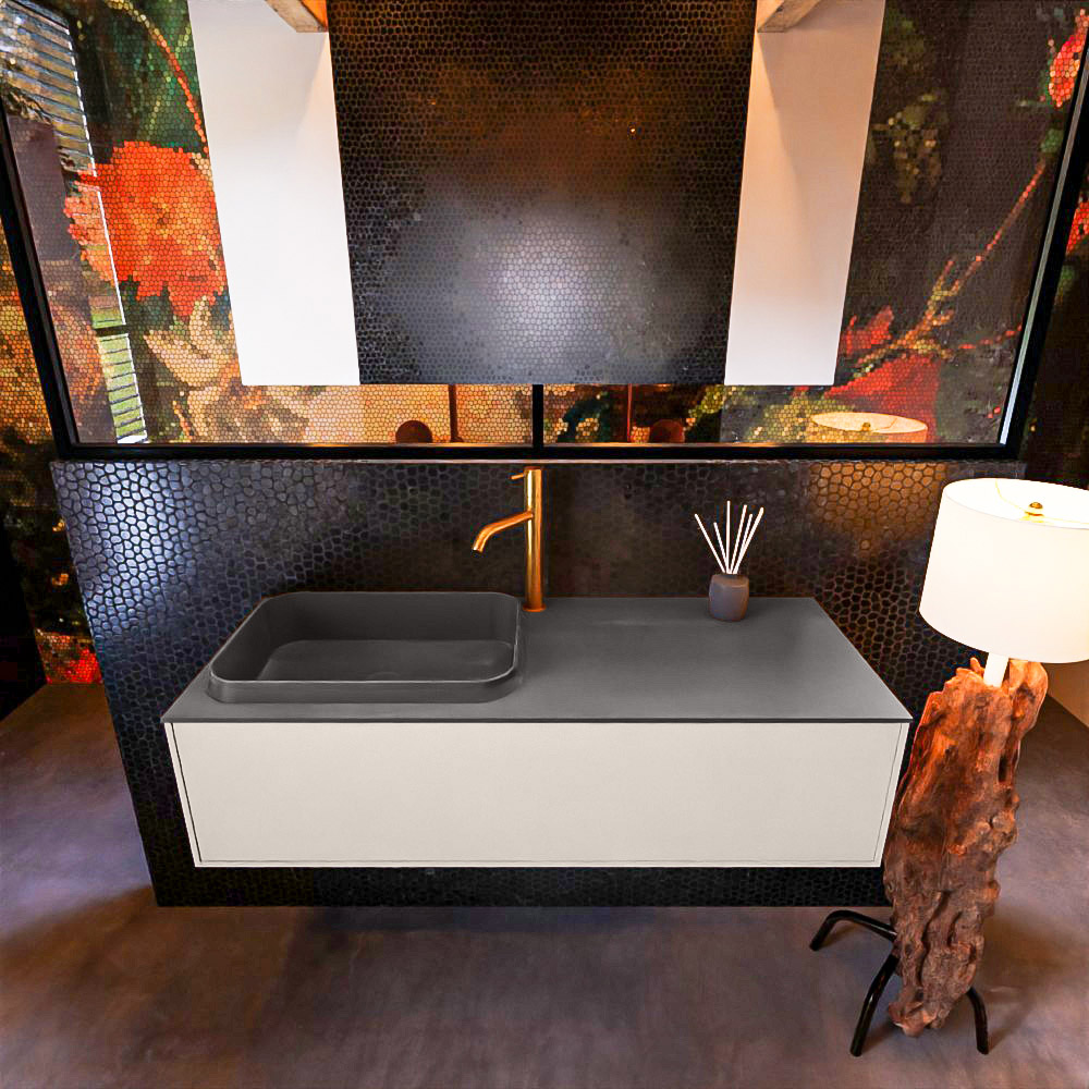 MONDIAZ ERIN 120cm mueble de baño color Linen 1 cajón. Lavabo RIDGE Izquierda 1 orificio color Dark Grey. 3 MONDIAZ ERIN 120cm mueble de baño color Linen 1 cajón. Lavabo RIDGE Izquierda 1 orificio color Dark Grey. - Imagen 3