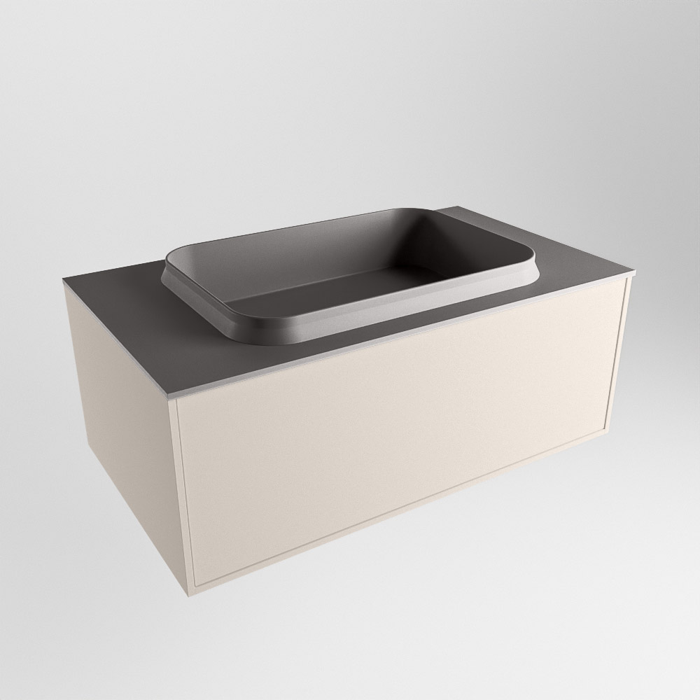 MONDIAZ ERIN 80cm mueble de baño color Linen 1 cajón. Lavabo RIDGE Centro 1 orificio color Dark Grey. 4 MONDIAZ ERIN 80cm mueble de baño color Linen 1 cajón. Lavabo RIDGE Centro 1 orificio color Dark Grey. - Imagen 4